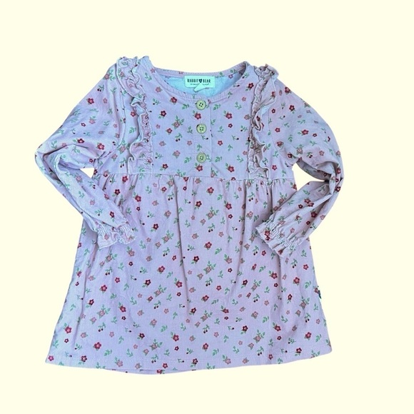 Rabbit Bear Other - Rabbit Bear Girl Toddler 2T Organic Cotton Dress Floral Dusty Rose Long Sleeve